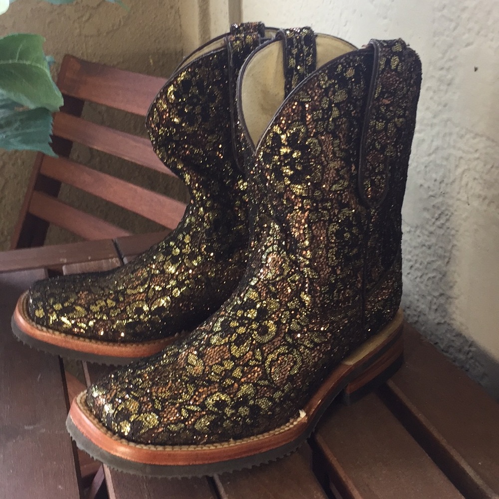 Lace glitter cowboy boots